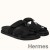 Hermes Women's Chypre Sandals In Black Suede Calfskin