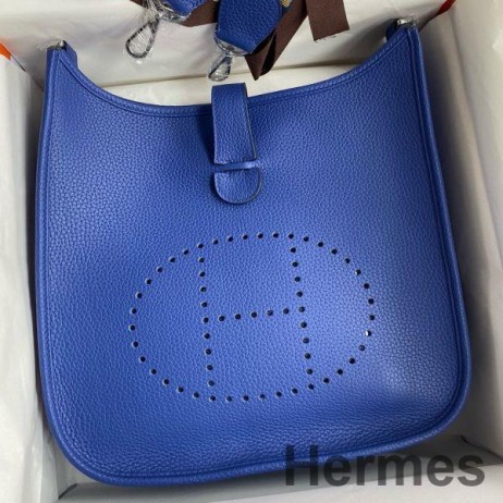 Hermes Evelyne III PM 29 Håndlavet Taske i Blå Elektriske Clemence Læder