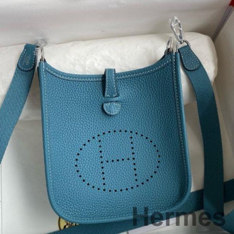 Hermes Evelyne Mini Håndlavet Taske i Blå Jean Clemence Læder
