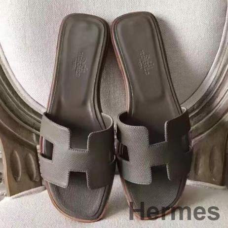 Hermes Oran Sandaler I Etoupe Epsom Læder