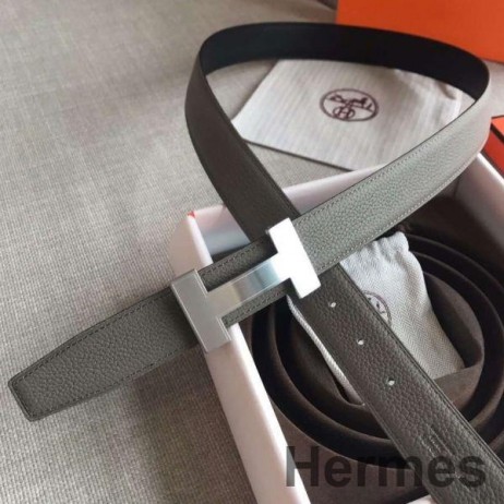 Hermes Quizz 32mm Reversibel Bælte I Grå Clemence Læder