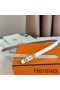 Hermes Gamma 13mm Bælte i Hvid Epsom Læder og Taupe Swift Læder