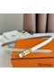 Hermes Gamma 13mm Bælte i Hvid Epsom Læder og Taupe Swift Læder