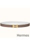 Hermes Mini Constance 24mm Reversibel Bælte, Brun/Hvid