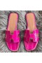 Hermes Oran Sandaler I Rose Skinnende Niloticus Krokodille