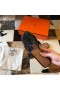 Hermes Oran Slide Sandaler I Sort Skinnende Niloticus Krokodilleskind