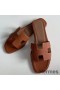 Hermes Oran Slide Sandaler I Guld Clemence Læder