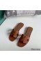 Hermes Oran Slide Sandaler I Guld Clemence Læder