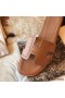 Hermes Oran Slide Sandaler I Guld Epsom Perforeret Kalveskind