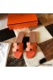 Hermes Oran Slide Sandaler I Orange Struds Læder