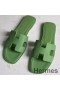 Hermes Oran Slide Sandaler I Vert Criquet Epsom Kalveskind