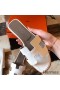 Hermes Oran Slide Sandaler I Hvid Clemence Læder