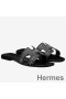 Hermes Oran Nitter Sandaler I Sort Læder