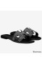 Hermes Oran Nitter Sandaler I Sort Læder