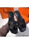 Hermes Oran Nitter Sandaler I Sort Læder