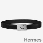 Hermes Black A Cheval Bælte Spænde 32 MM Vendbar Læder