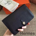 Hermes Dogon-Duo Tegnebog I Sort Clemence Læder