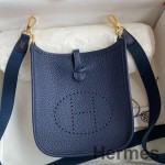 Hermes Evelyne Mini Håndlavet Taske i Blå Saphir Clemence Læder