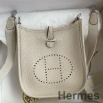 Hermes Evelyne Mini Håndlavet Taske i Craie Clemence Læder