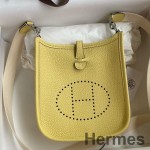 Hermes Evelyne Mini Håndlavet Taske i Jaune Poussin Clemence Læder