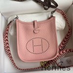 Hermes Evelyne Mini Håndlavet Taske i Pink Clemence Læder
