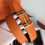 Hermes H Au Carre Bælte Spænde & Orange Rem 32mm