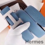 Hermes Bælte Spænde & Blå Clemence 32 MM Rem