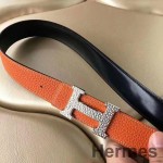 Hermes Bælte Spænde & Orange Clemence 32 MM Rem