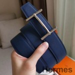 Hermes H d ' Ancre Reversibel Bælte I Indigo/Sort Epsom Læder