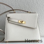 Hermes Kelly Da Desordre 20 Håndlavet Taske I Craie Epsom Kalveskind