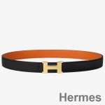 Hermes Mini Constance 24mm Reversibel Bælte Sort/Orange