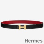 Hermes Mini Constance 24mm Reversibel Bælte Sort/Rød