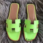 Hermes Oran Sandaler I Æble Grøn Lizard Læder