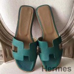 Hermes Oran Sandaler I Malakit Epsom Læder