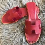 Hermes Oran Slide Sandaler I Ruby Epsom Kalveskind
