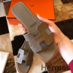 Hermes Oran Slide Sandaler I Brun Epsom Kalveskind