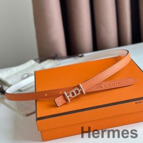 Hermes Ancre Reversibel Bælte 13MM i Orange Epsom Læder