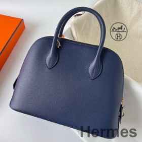 Hermes Bolide 1923 25 Håndlavet Taske I Blå Saphir Evercolor Kalveskind