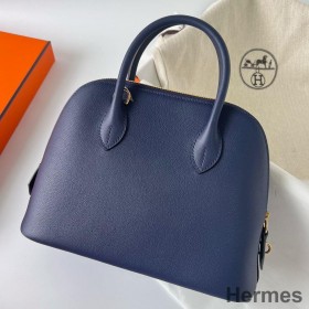 Hermes Bolide 1923 25 Håndlavet Taske I Blå Saphir Evercolor Kalveskind