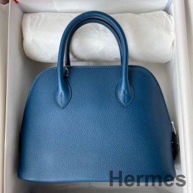 Hermes Bolide 1923 25 Håndlavet Taske I Dyb Blå Evercolor Kalveskind