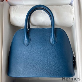 Hermes Bolide 1923 25 Håndlavet Taske I Dyb Blå Evercolor Kalveskind