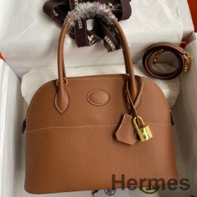 Hermes Bolide 1923 27 Håndlavet Taske I Guld Clemence Kalveskind