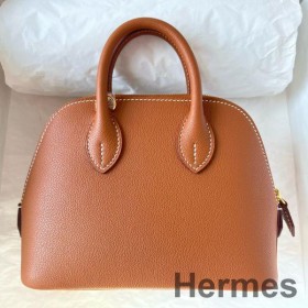 Hermes Bolide 1923 Mini Håndlavet Taske I Guld Evercolor Kalveskind