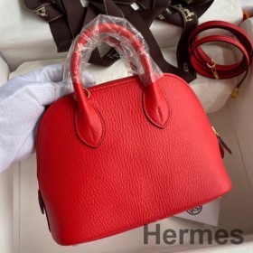 Hermes Bolide 1923 Mini Håndlavet Taske I Rød Chevre Mysore Læder