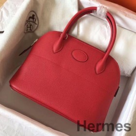 Hermes Bolide 27 Håndlavet Taske I Rød Clemence Læder