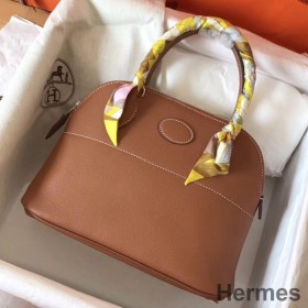 Hermes Bolide 31 Håndlavet Taske I Guld Clemence Læder