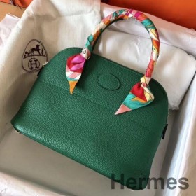 Hermes Bolide 31 Håndlavet Taske I Vert Vertigo Clemence Læder
