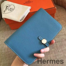 Hermes Dogon-Duo Wallet I Blue Jean Læder