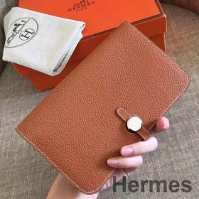 Hermes Dogon-Duo Wallet I Guld Clemence Læder
