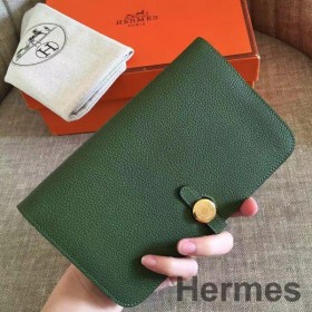 Hermes Dogon-Duo Wallet I Grøn Clemence Læder